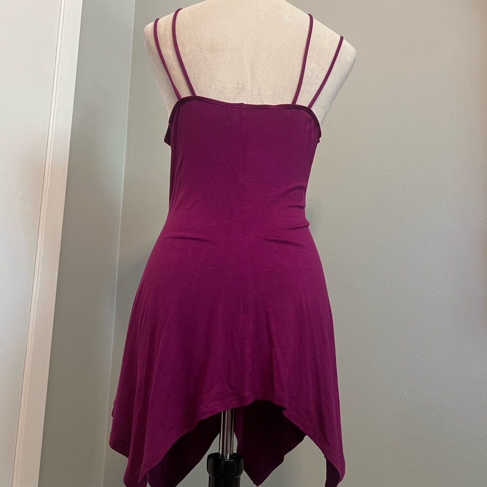 VENUS Asymmetrical Purple Dress with Strappy Neckline - Picture 2 of 5